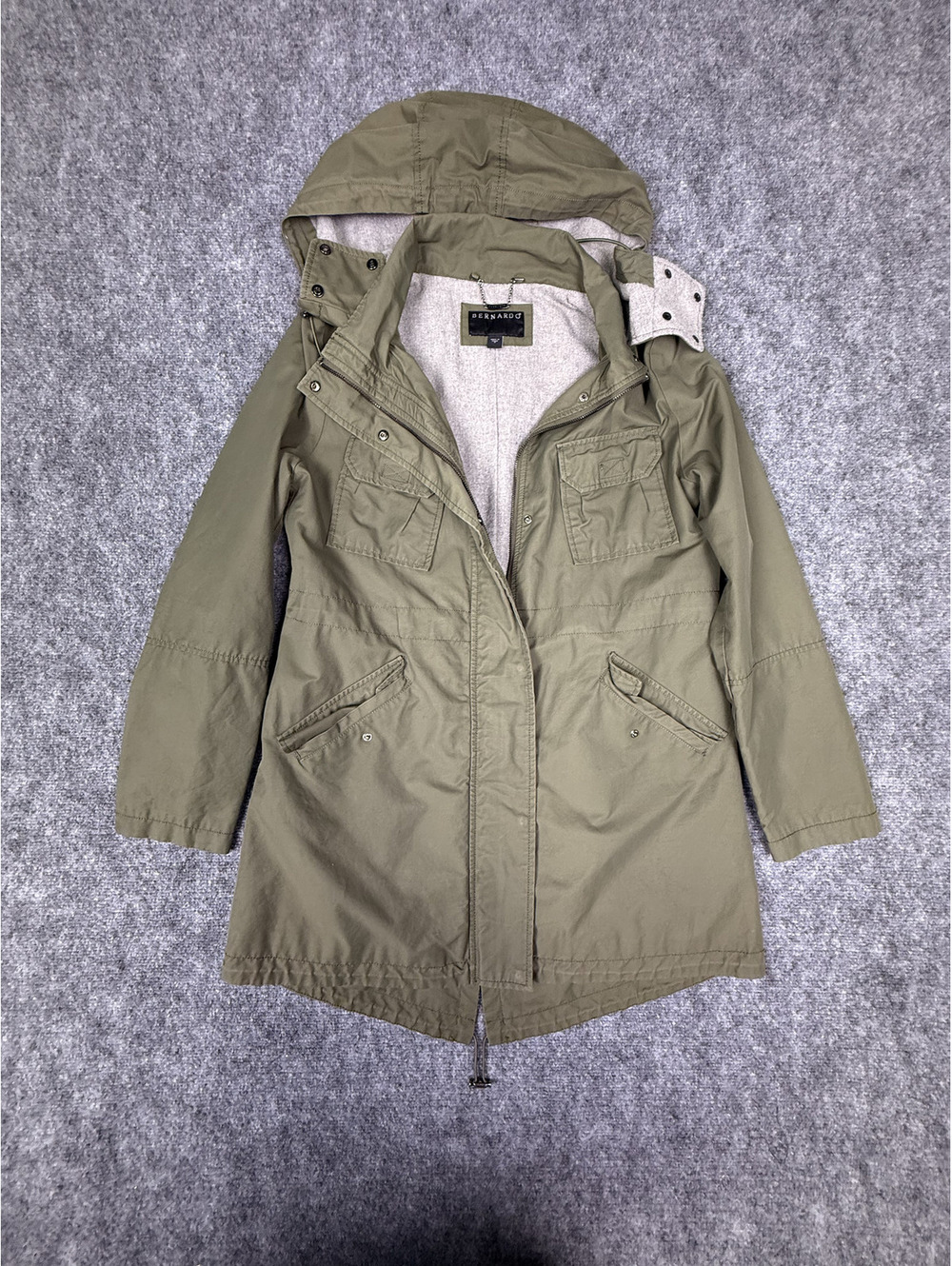 Bernardo Olive Green Hooded Military Style Jacket Medium